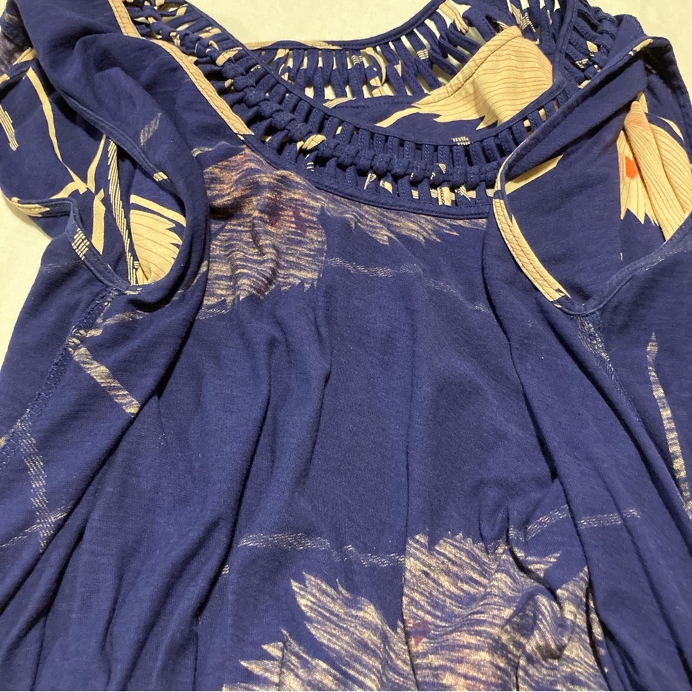 Leifnotes by Anthropologie Navy Blue Sleeveless Knit Dress with‎ Floral Print - Picture 11 of 13